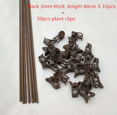 60cm 50 шт. пластиковые зажимы для орхидеи+ 10 шт. фиксированный проволочный кронштейн для поддержки растений Садовый цветок лоза зажимы для поддержки стебли лозы стебли - Цвет: 60cm