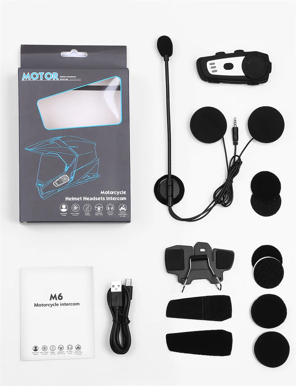 BOBLOV M6 BT мотоциклетный шлем Интерком громкой связи беспроводная bluetooth-гарнитура мотоциклетная Интерком fm-радио стерео музыка