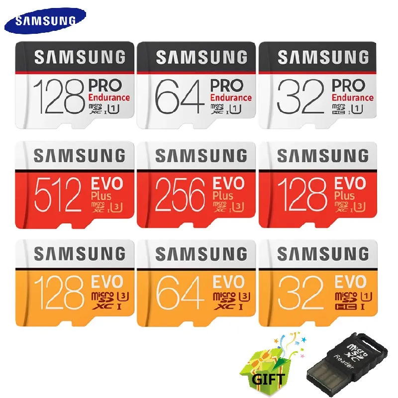 Карта памяти Microsd SAMSUNG EVO Plus/PRO Enduran карты 256G 128 ГБ 64 32 карта C10 4K со сверхвысоким