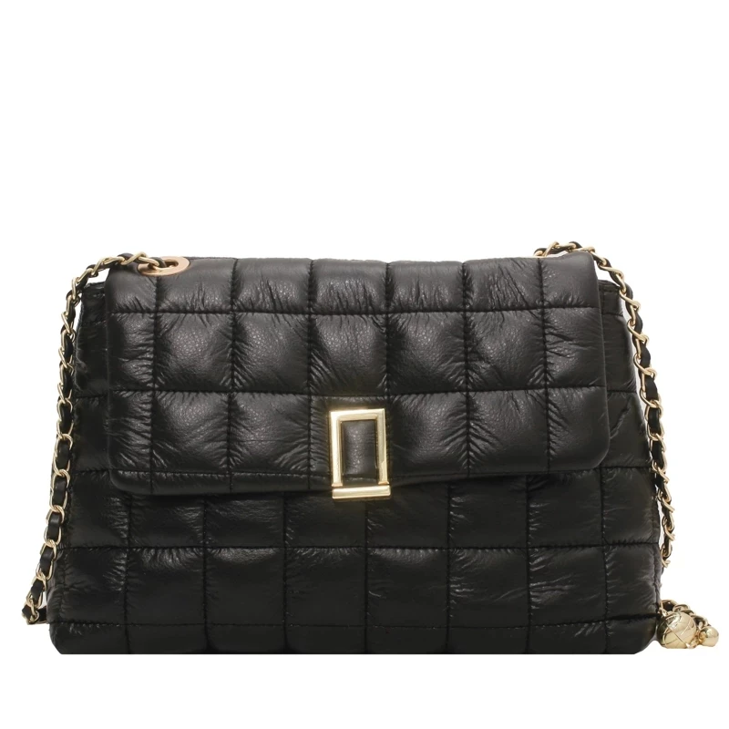 

Female 2022 In Trend Plaid PU Leather Small Soft Chain Shoulder Side Bags Designer Padded Woman Handbag Quilted Crossbody Bag
