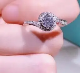 

T762 925 Silver ring For Women 1.5 carat 7MMC ubic Zirconia ring halo ring