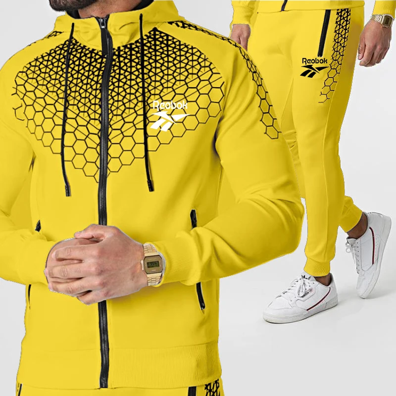 

New casual sportswear suit with zipper pants two pieces of casual sportswear men's sportswear fitness brand hip-hop street suit