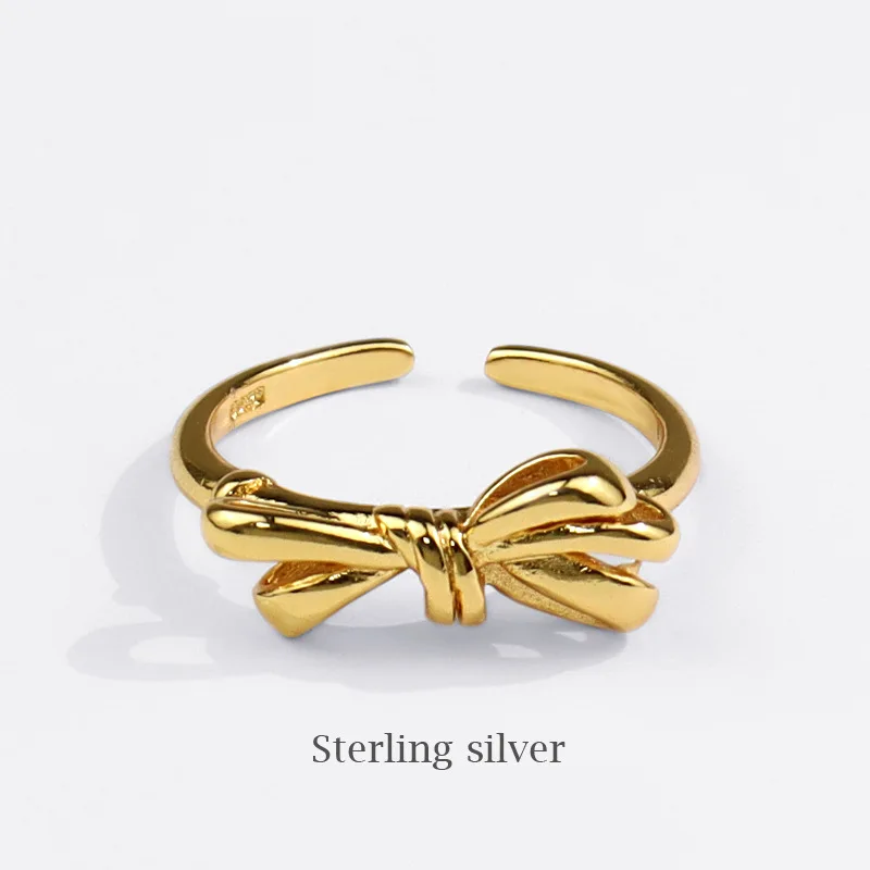 

Trendy Grace New Product Bow Ring Zhou Jia Same Style Yellow Gold Light Luxury Ring Female Cross-Border Supply Wholesale