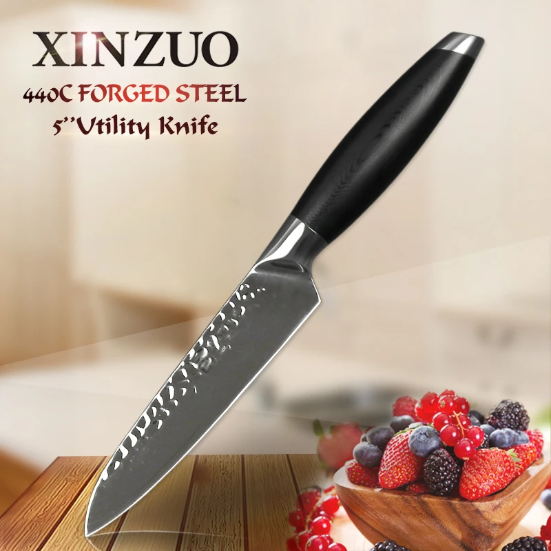 XINZUO, 5 дюймов, универсальный нож, 3 слоя, 440C, кухонные ножи из высокоуглеродистой нержавеющей стали, нож шеф-повара с ручкой G10