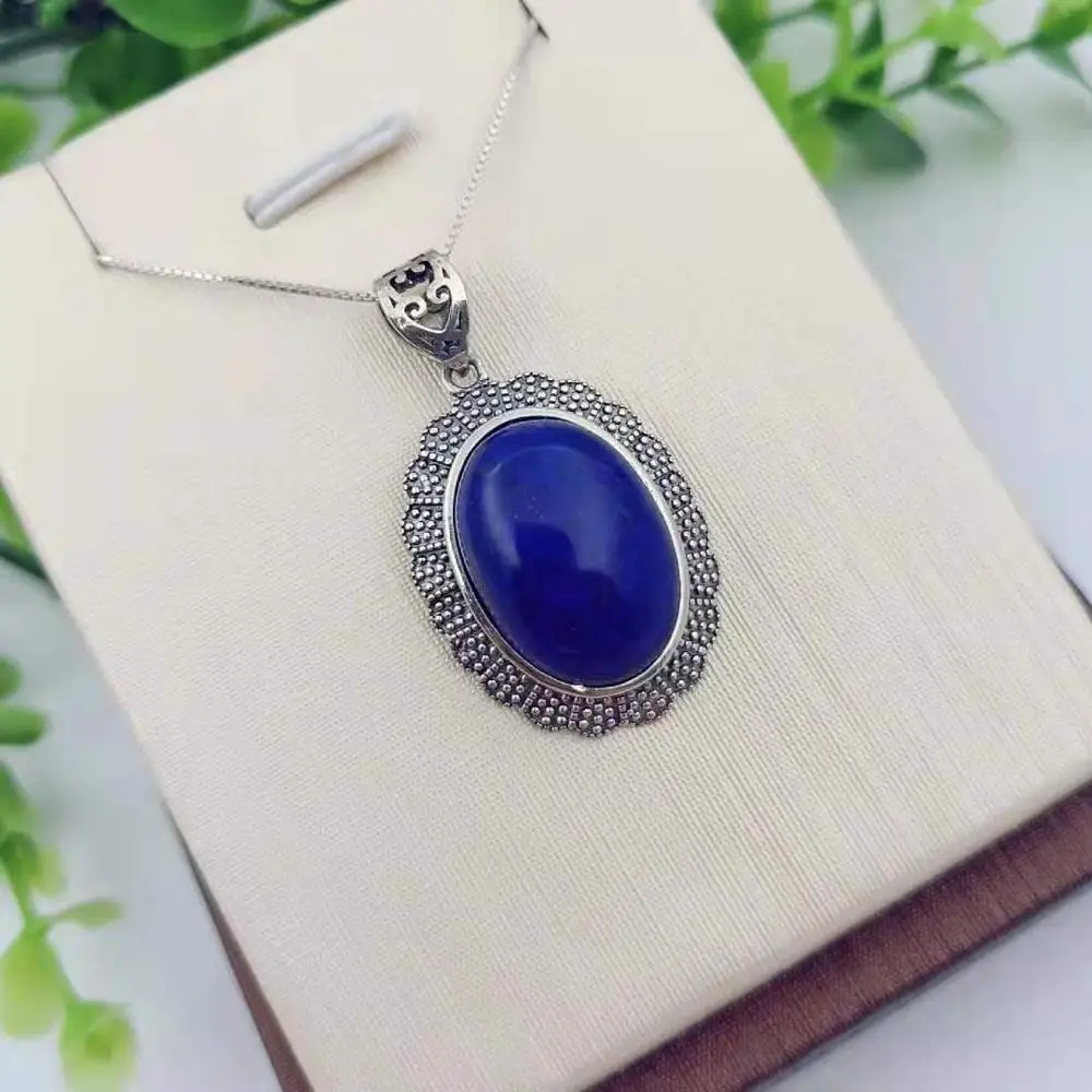 [S925] longnice Серебряный тайский серебряный кулон с инкрустированным натуральным