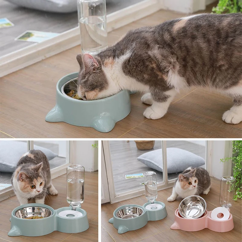 

Cat Bowl Dog Bowl Drinker For Cats Water Dispenser Pet Dog Cat Food Bowl Puppy Food Container With Waterer Pet Waterer Feeder