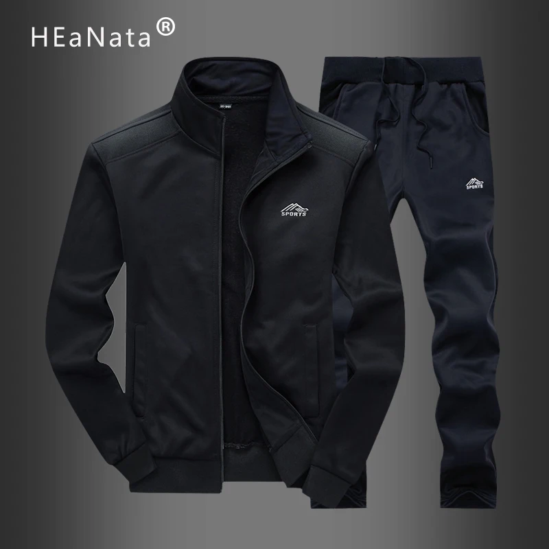Лоскутная Мужская спортивная одежда наборы Осень-зима 2019 с капюшоном толстый