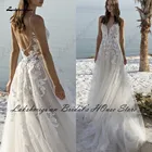 Халат Lakshmigown для невесты в стиле бохо, свадебное платье на бретелях-спагетти, 2022, Vestidos Noiva, V-образный вырез, сексуальные кружевные длинные пляжные свадебные платья