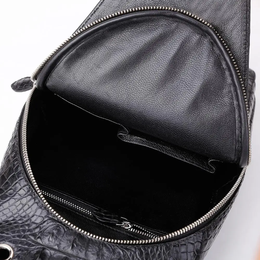 Мужская сумка-слинг из натуральной крокодиловой кожи водонепроницаемая сумка