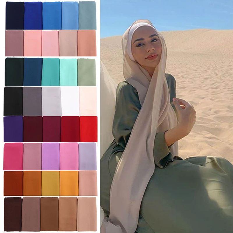 

Fashion women plain bubble chiffon scarf hijab wrap printe solid color shawls headband women hijabs scarves 66 colors foulard