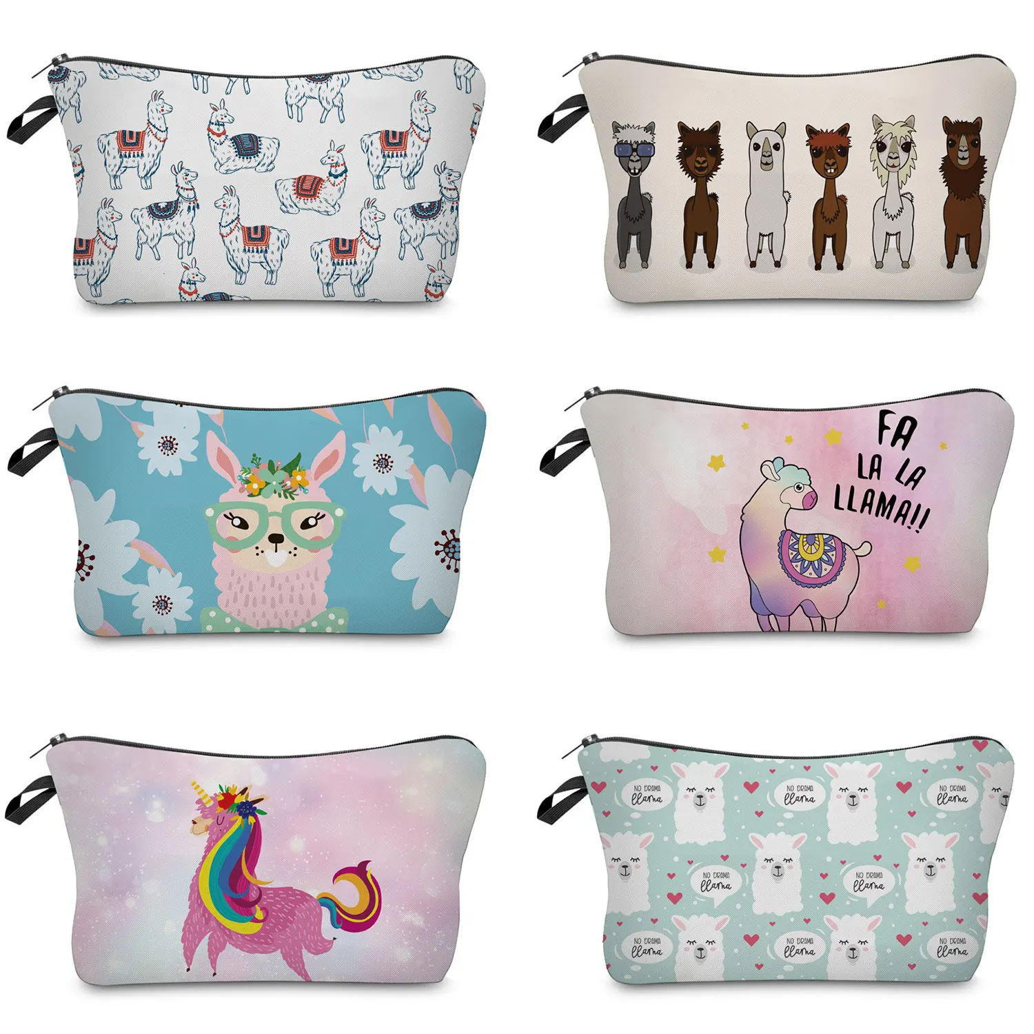 

Lovely Printed Alpaca Cosmetics Organizer Bag Portable Women's Makeup Bag High Quality Storage Bags for Women Small Female Bag