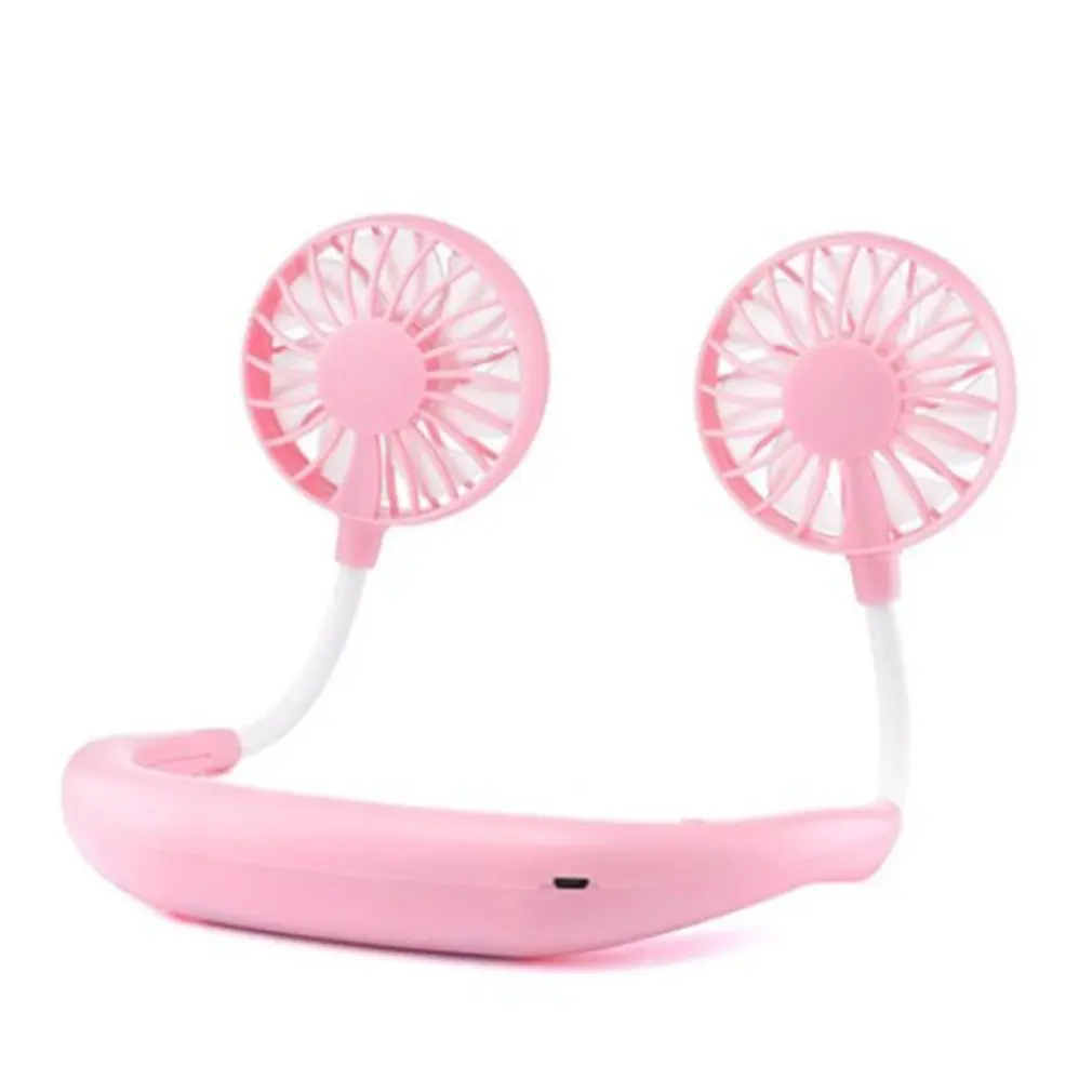 

USB Portable Fan Cold Fan Hands Free Neck Fan Hanging Rechargeable Mini Sports Fan 360Â° Adjustable Neck Dual Fan Office Outdoor