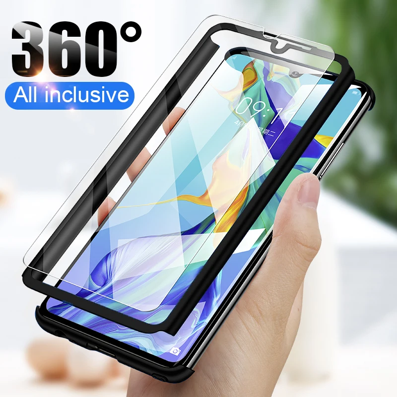 Чехол для Huawei P9 P10 P20 P30 P40 Plus Pro Lite Nova 3E 4E полная защита с защитным стеклом задняя