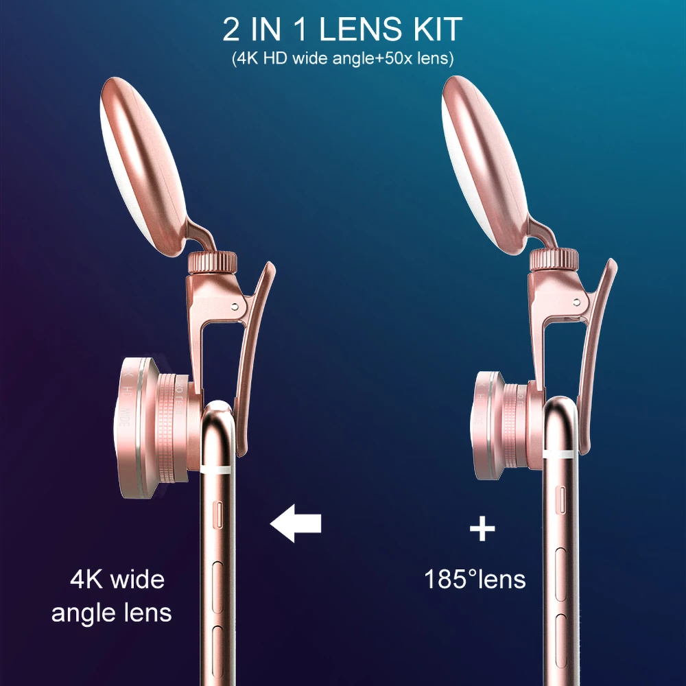 Kebidu Универсальный селфи кольцо свет HD рыбий глаз Широкоугольный макро объектив