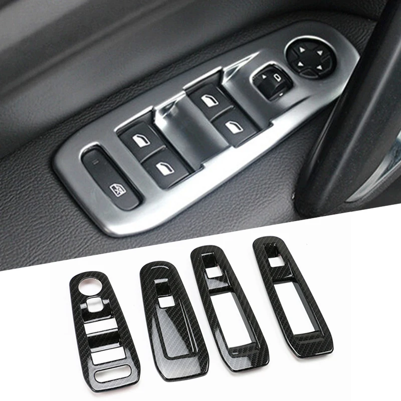 

Carbon Fiber Window Lifter Panel Refitting Protection Cover Trim Sticker for Peugeot 308 308S 2018 2019 Car Accessiories