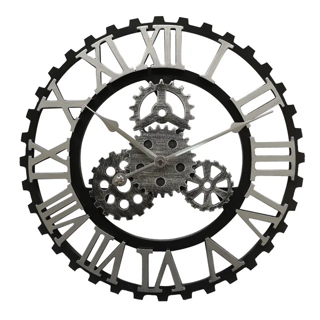 

3d Silent Wall Clock Vintage Wood Mechanical Gear Retro Rustic Novelty Bathroom Wall Clocks Living Room Art Duvar Saati EA50ZB
