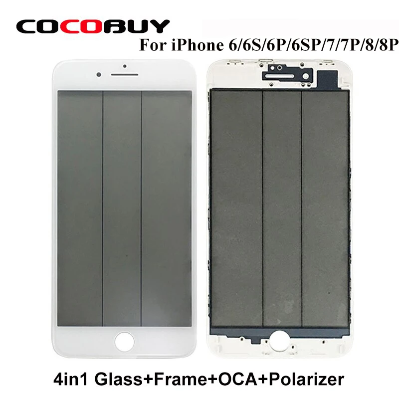 

Novecel 4 in 1 Super High Quality Front Glass with Frame OCA and Polarizer Film for iPhone 6G 6P 6S 6SP 7 7P 8G 8P Replacement