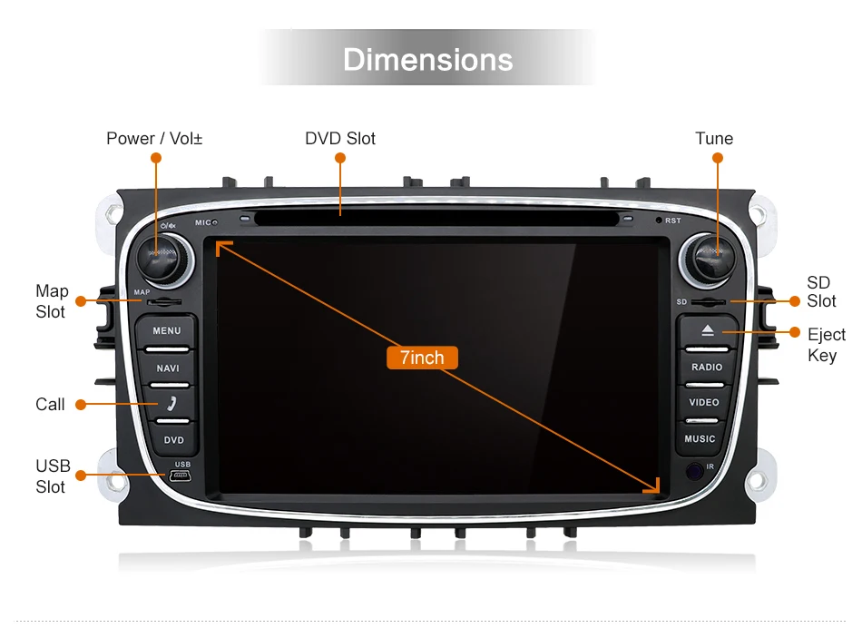 Android 9 gps автомагнитолы 2 Din Автомобильный мультимедийный плеер 7 ''аудио dvd-плеер для Ford/Focus/S-Max/Mondeo 9/Galaxy yc-Max PX6 4G 64G
