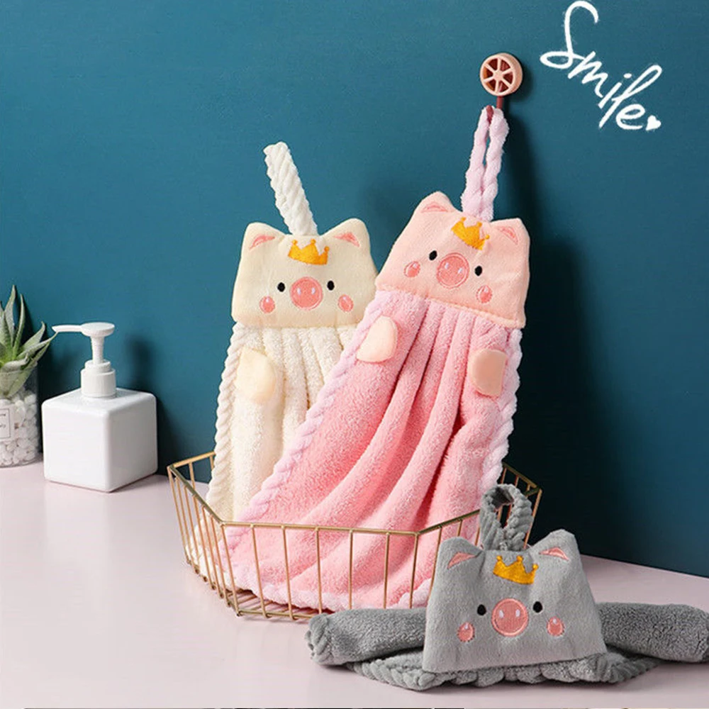 

Kitchen Small Hand Towels Absorb Water and Do Not Shed Hair Hanging Cute Children's Hand Towels Coral Fleece Handkerchiefs