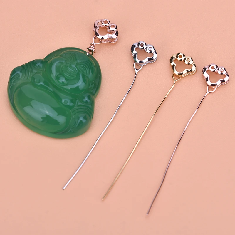 

S925 Стерлинговое Серебро Универсальная игла, выдалбливают кулон застежка иглы, Нефритовый нефрит КРИСТАЛЛ застежка DIY аксессуары