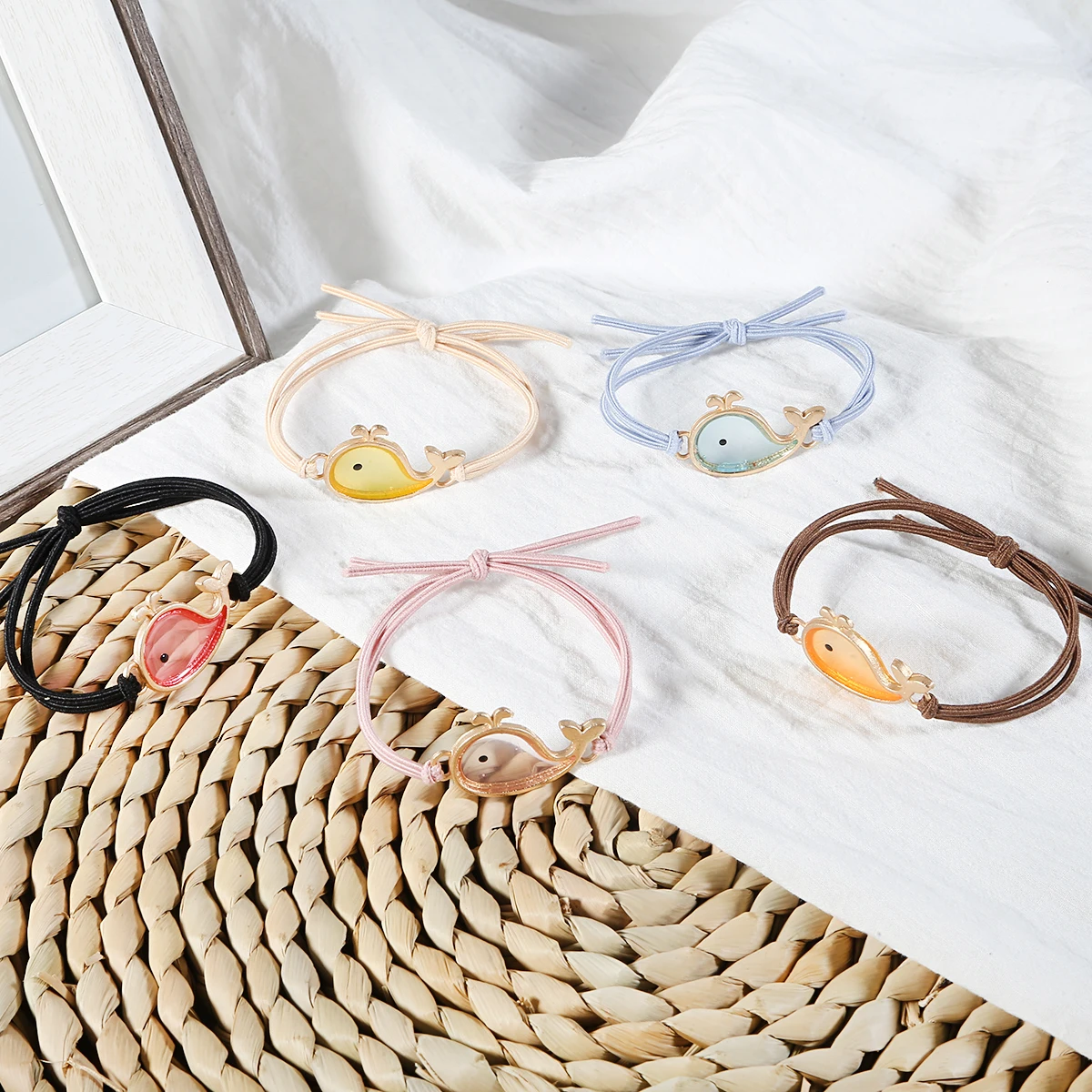 Корейские кольцевые канаты для волос с китами браслеты двойного назначения