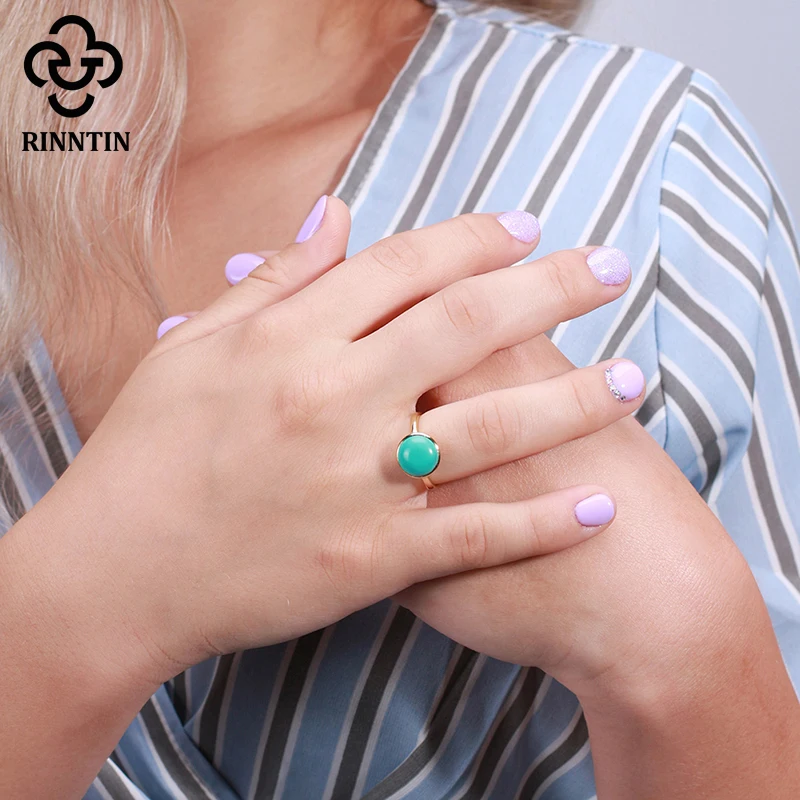 Rinntin 925 Серебряное кольцо для женщин Lapis золотого цвета женские обручальные