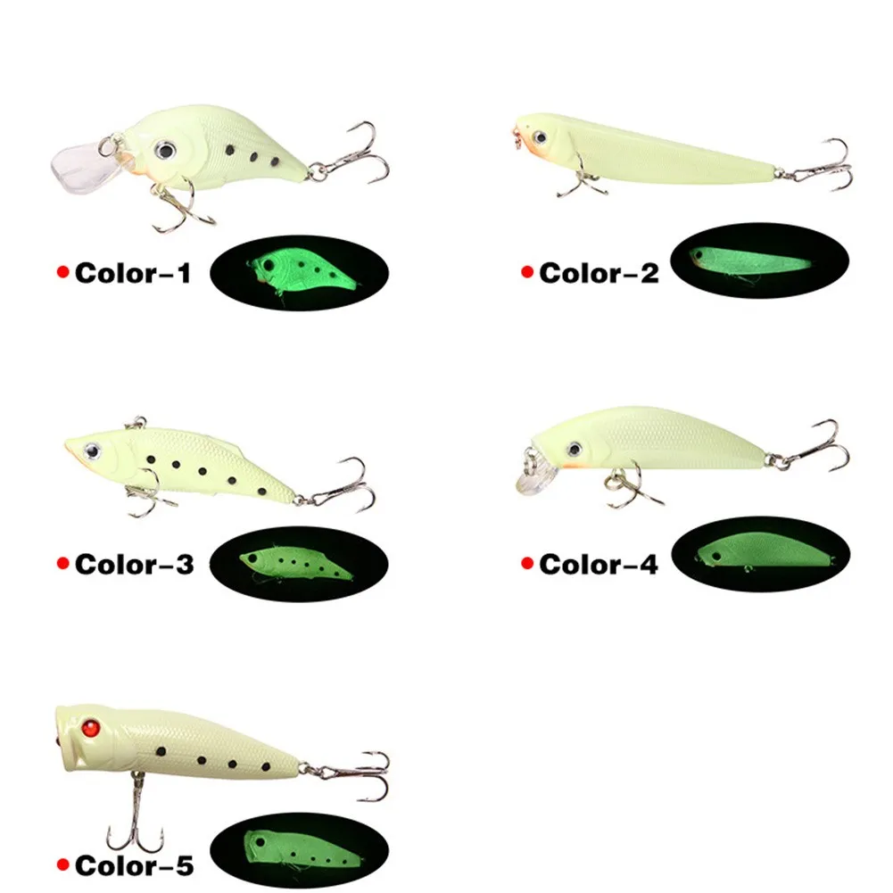 

Luminous Fishing Lures Hard Minnow Crank Bait Popper VIB Pencil With 2 Hooks Artificial Wobbler Glow Suspending Minnow Crankbait