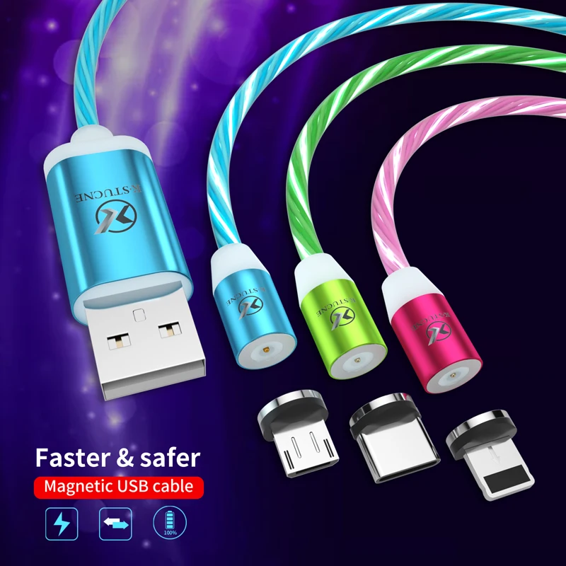 Плоский светящийся usb-кабель 2.1A для iPhone Xs Max 7 8 Plus, 1 м, быстрая зарядка, светодиодный кабель Micro USB для телефона Android, кабель для samsung S9 S8