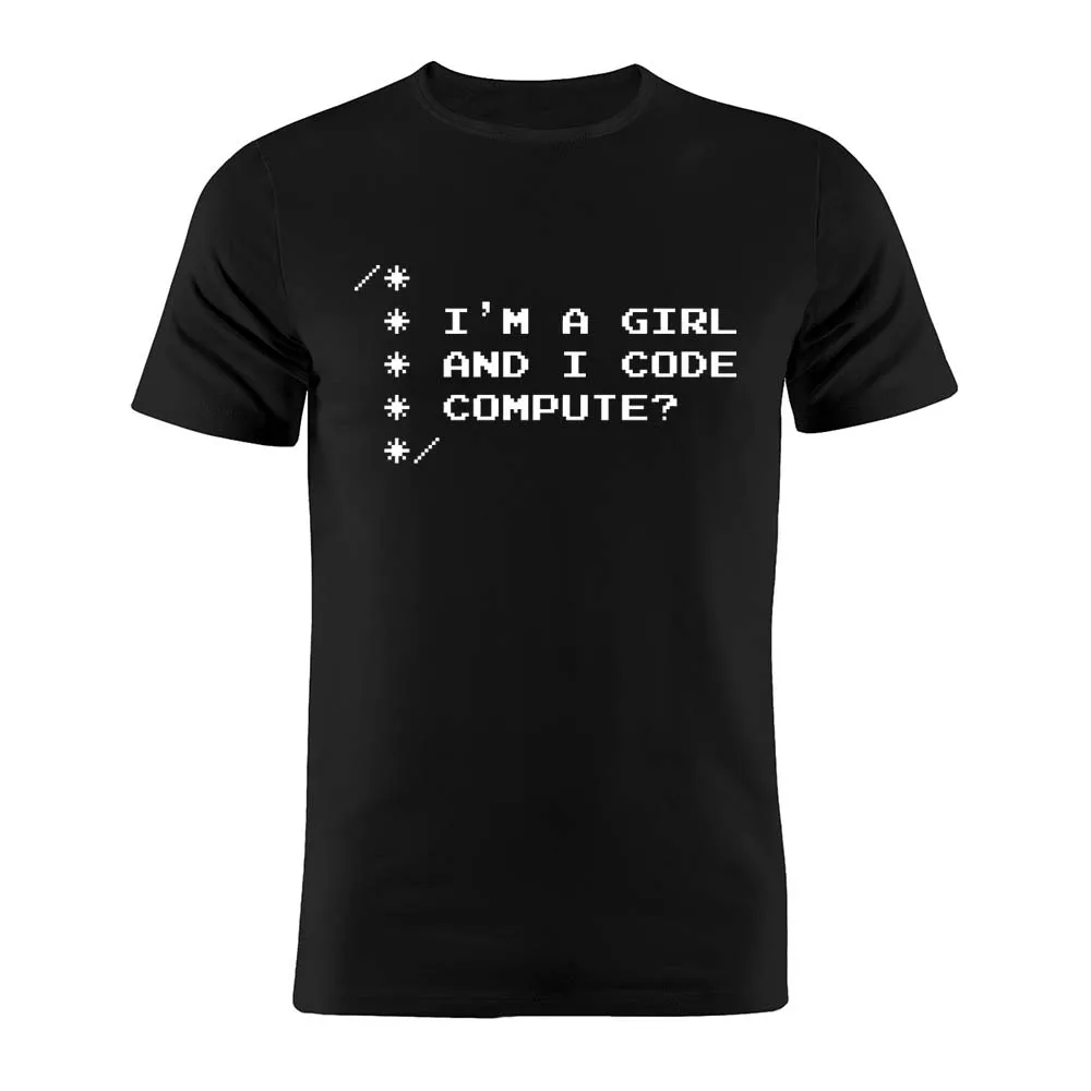 100% хлопок унисекс футболка I Am A Girl and Code программатор кодер испанский Забавный