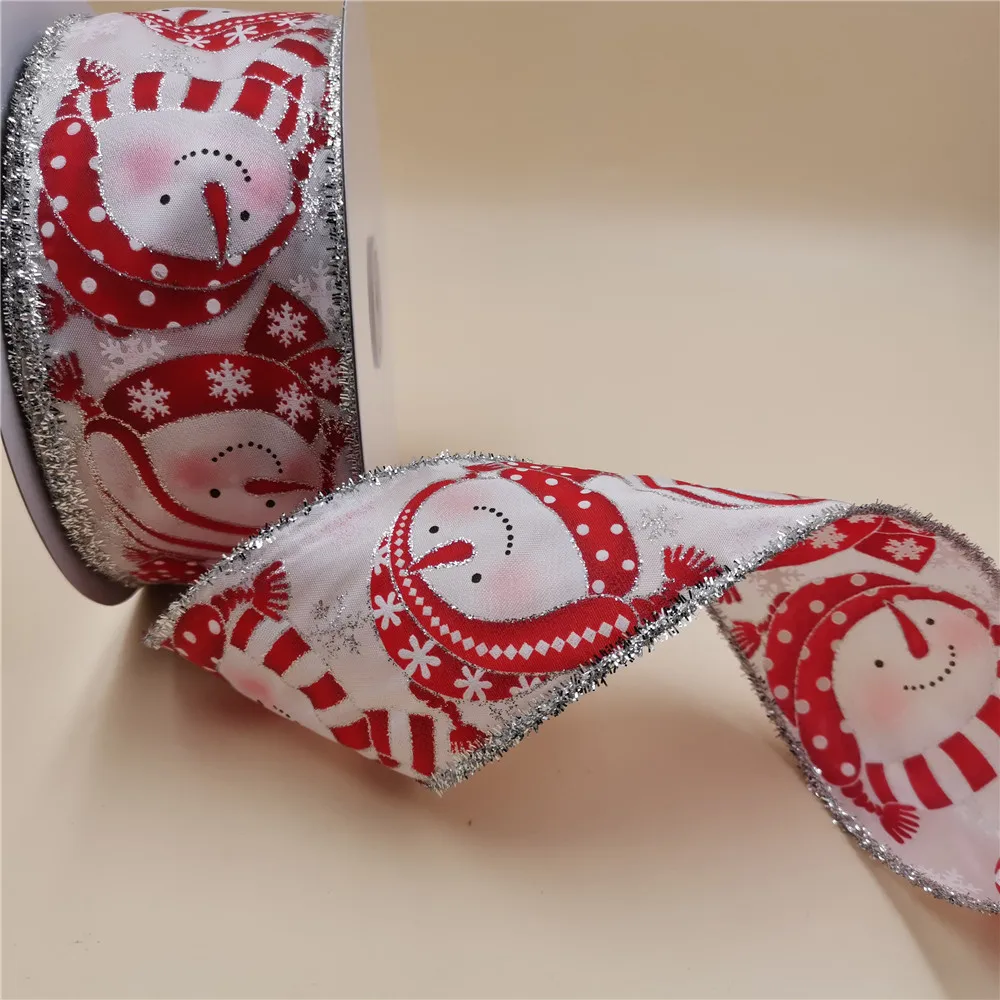 Декоративная Проводная Рождественская лента со снеговиком 63 мм X 25 ярдов с