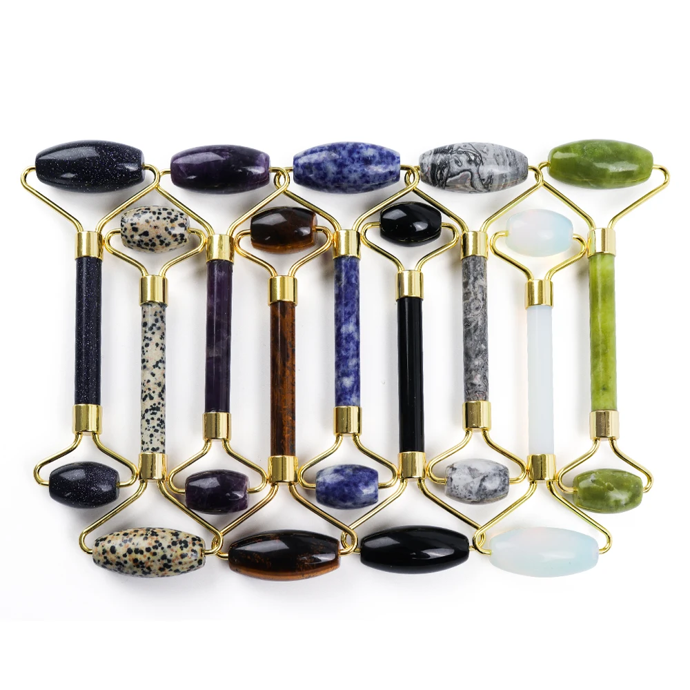 

Multicolor Roller Slimming Face Massager Lifting Tool Natural Jade Facial Massage Roller Stone Skin Massage Beauty Care Set