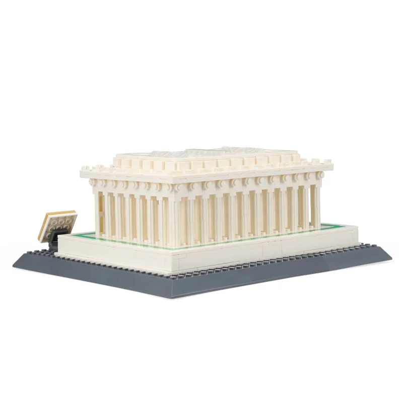 

972pcs World Famous Architecture White Lincoln Memorial House Building Blocks Kit City Bricks Classic Model Toy for Boys Gifts