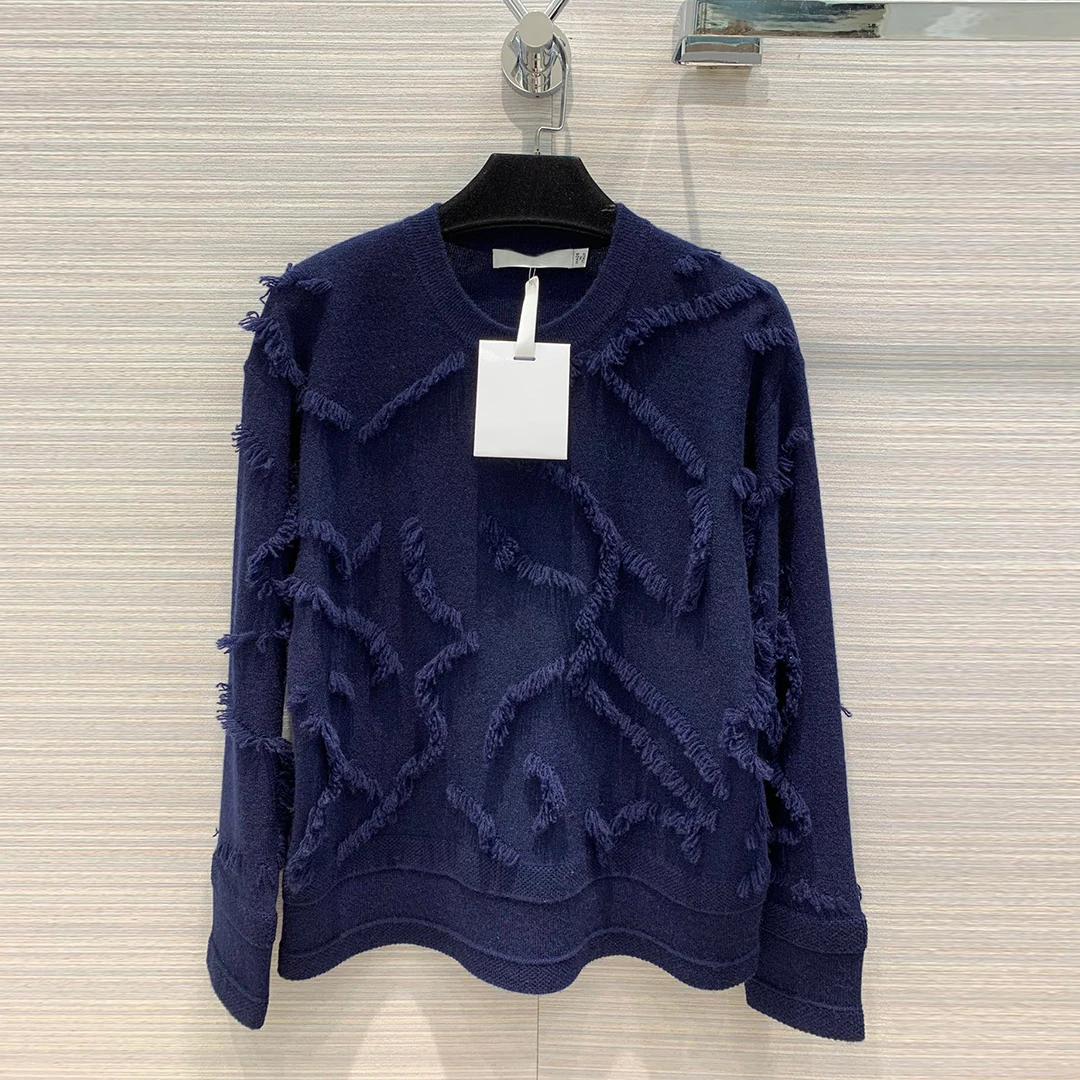 

best quality 100% cashmere pullover women's knitted sweater 2020 new autumn fashion patchwork tassel solid color knitwear jumper