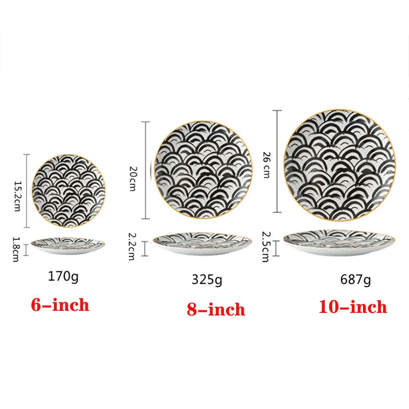 Посуда из Пномпеня Геометрическая посуда 8/10 дюйма керамическая тарелка для