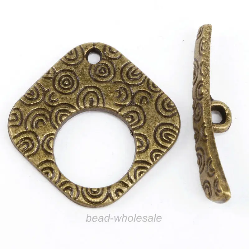 10 комплектов 20x20 мм тибетские античные серебряные квадратные застежки-тумблеры