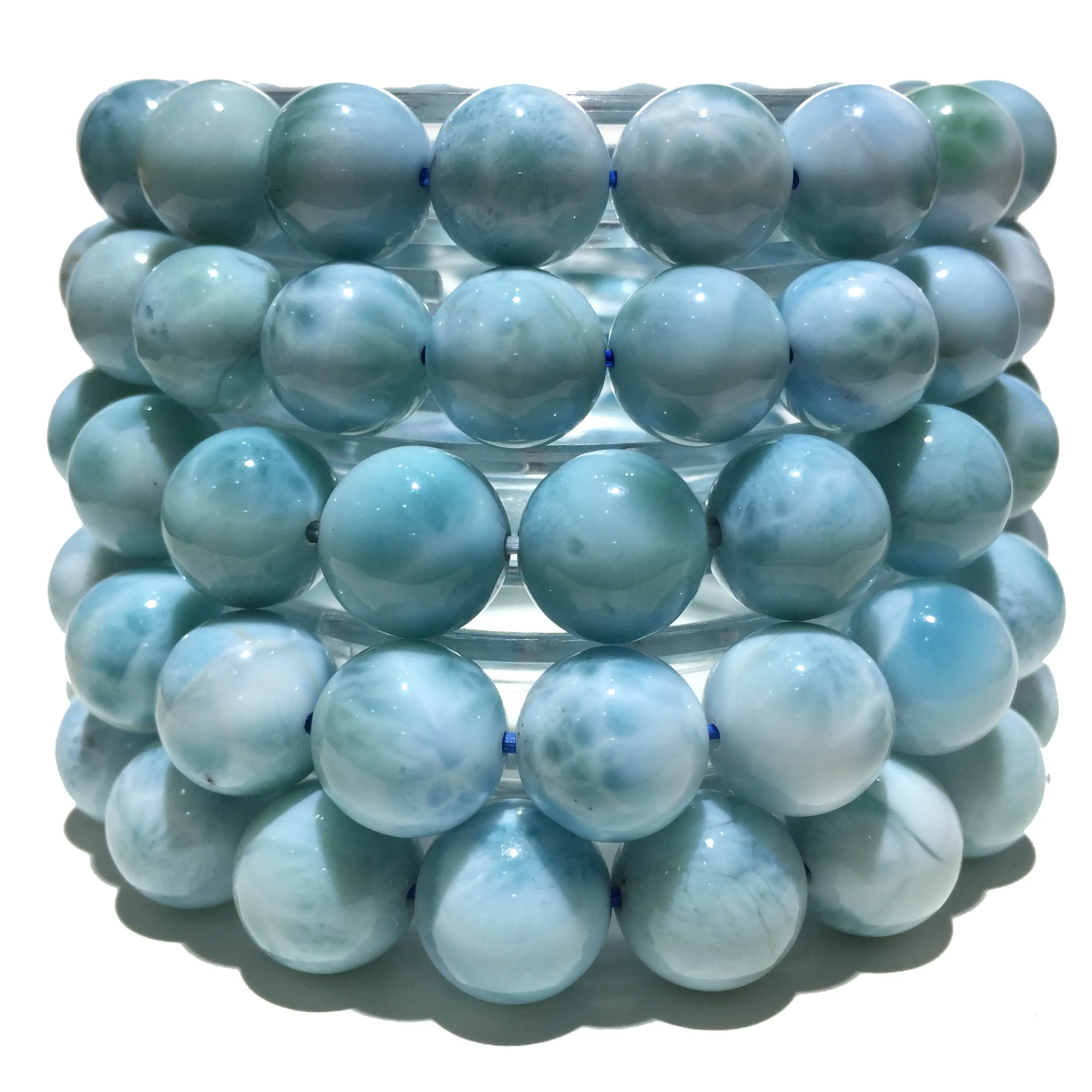 Review Natural Larimar Beads Gemstone Spacer Round Beads Handcraft Bracelet Necklace Jewelry Accessories Making Factory Price 8mm 10mm