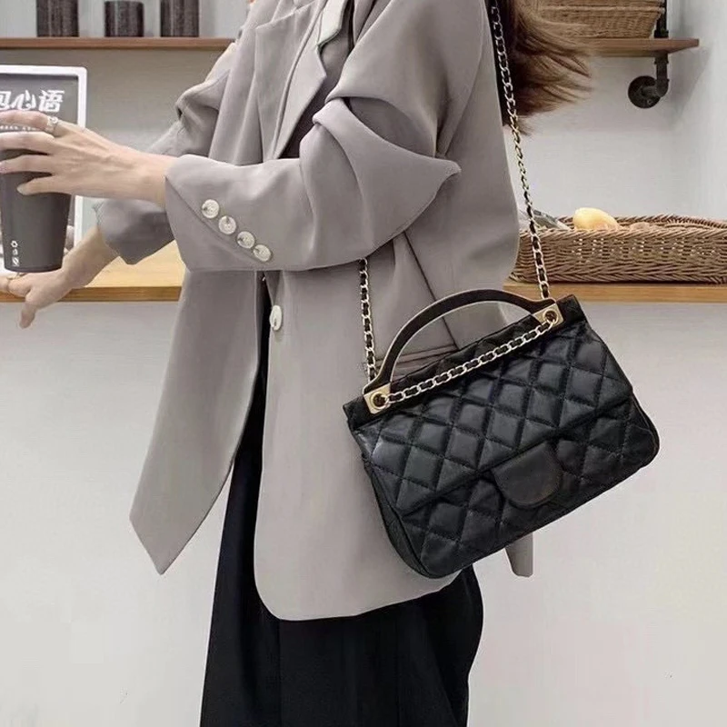 

Сумка на плечо женская из натуральной кожи, модный роскошный брендовый дизайнерский саквояж кросс-боди из натуральной кожи, однотонная сум...