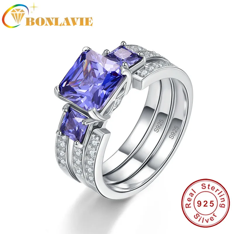 BONLAVIE Элегантные 925 пробы серебряные обручальные кольца 4Ct AAA высокое качество