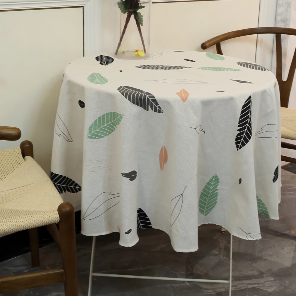 150cm table cloth cotton linen round tablecloth dining table cover nordic printed home decor white green dust cover for kitchen free global shipping