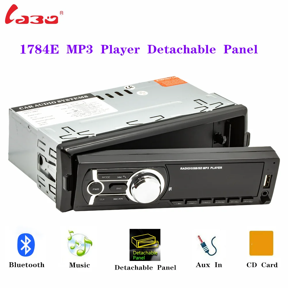 

1784E Съемная панель MP3-плеер головное устройство 1 DIN AUX USB FM Bluetooth автомобильный радиоприемник