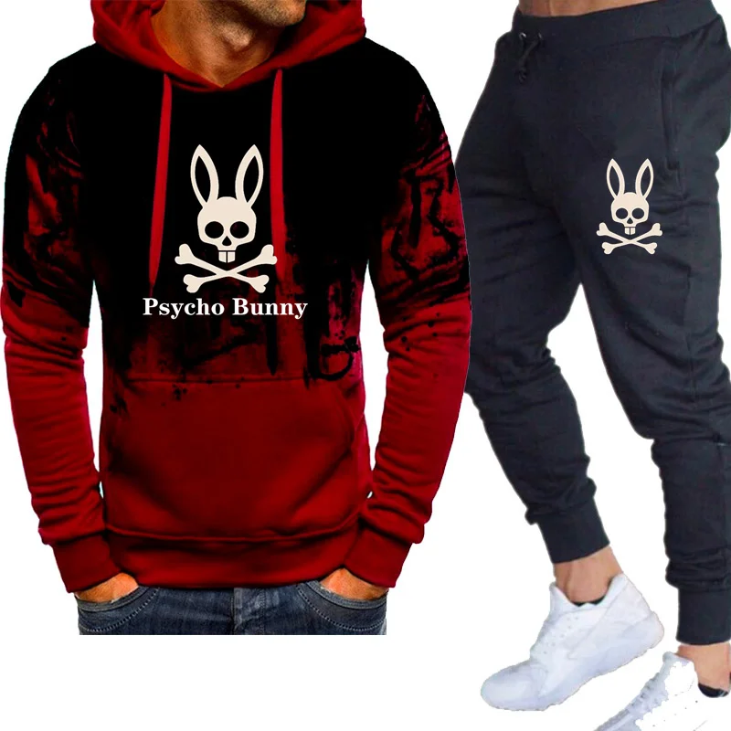 

Men's suit psycho bunny hoodie suit Men's sportswear hoodie + sweatpants 2 spring and autumn men's warm clothing sweatshirts