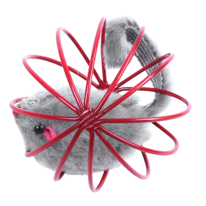 

HOT SALE Pet Cat Kitten Funny Playing Toy Teal Fake Mouse Mice Rat In Cage Ball
