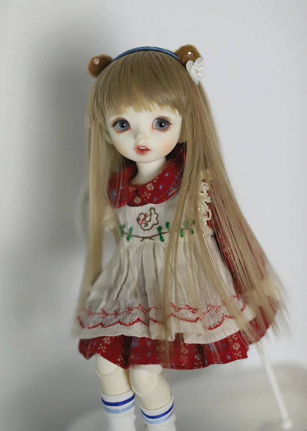 

D01-P727 Doll handmade clothes 1/6 YOSD doll Accessories High temperature wire Straight hair linen brown 1pcs