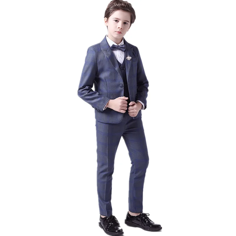 Top Quality Boys Formal Suit Ceremony Wedding Campus Student Tuxedo Dress Gentleman Kids Costume Children's Blazer Clothing Set | Мать и