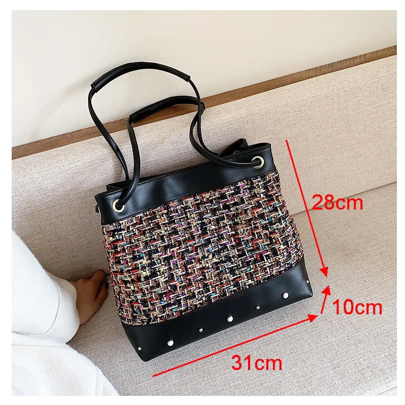 

FUNMARDI New Winter Wool Women Handbag PU Leather Totes Bag Large Capacity Shoulder Bag Casual Lady Hand Bag Trend 2021 WLHB2050