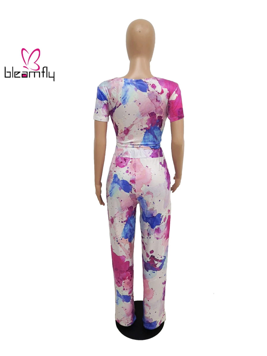 2019 женский летний костюм из двух предметов: короткая футболка с принтом Tie Dye