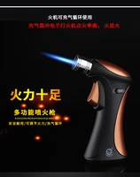 metal spray gun inflatable windproof gas lighter fixed lock household inflatable outside point cigar butane torch lighter