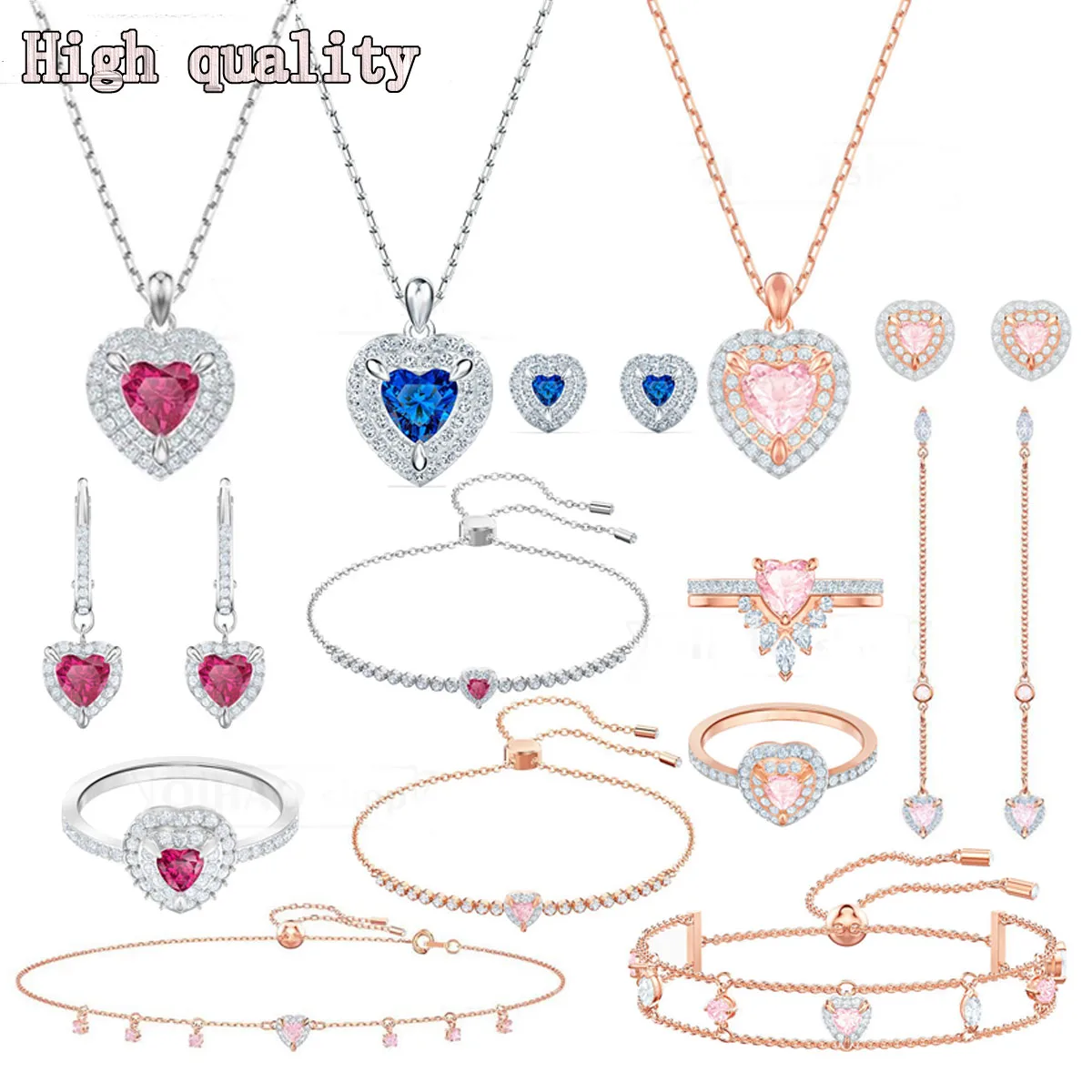 

SWA New Fashion Jewelry High Quality Sweet Romantic Heart Charm Women's Necklace Series Girlfriend Romantic Gift