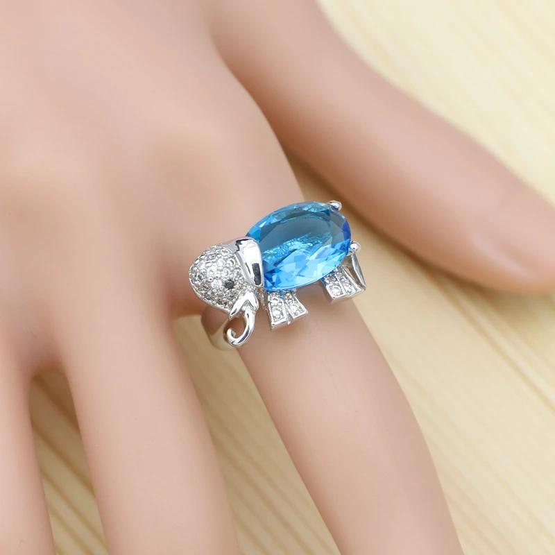 Серебряные 925 Ювелирные наборы для женщин Небесно-Голубой кубический цирконий в