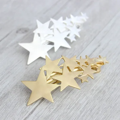

New Korean Fashion Brand Gold Stars Barrettes Hairpins Side Clip Wedding Bridal Hair Accessories for Women